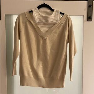 Women's Cream V-Neck Sweater